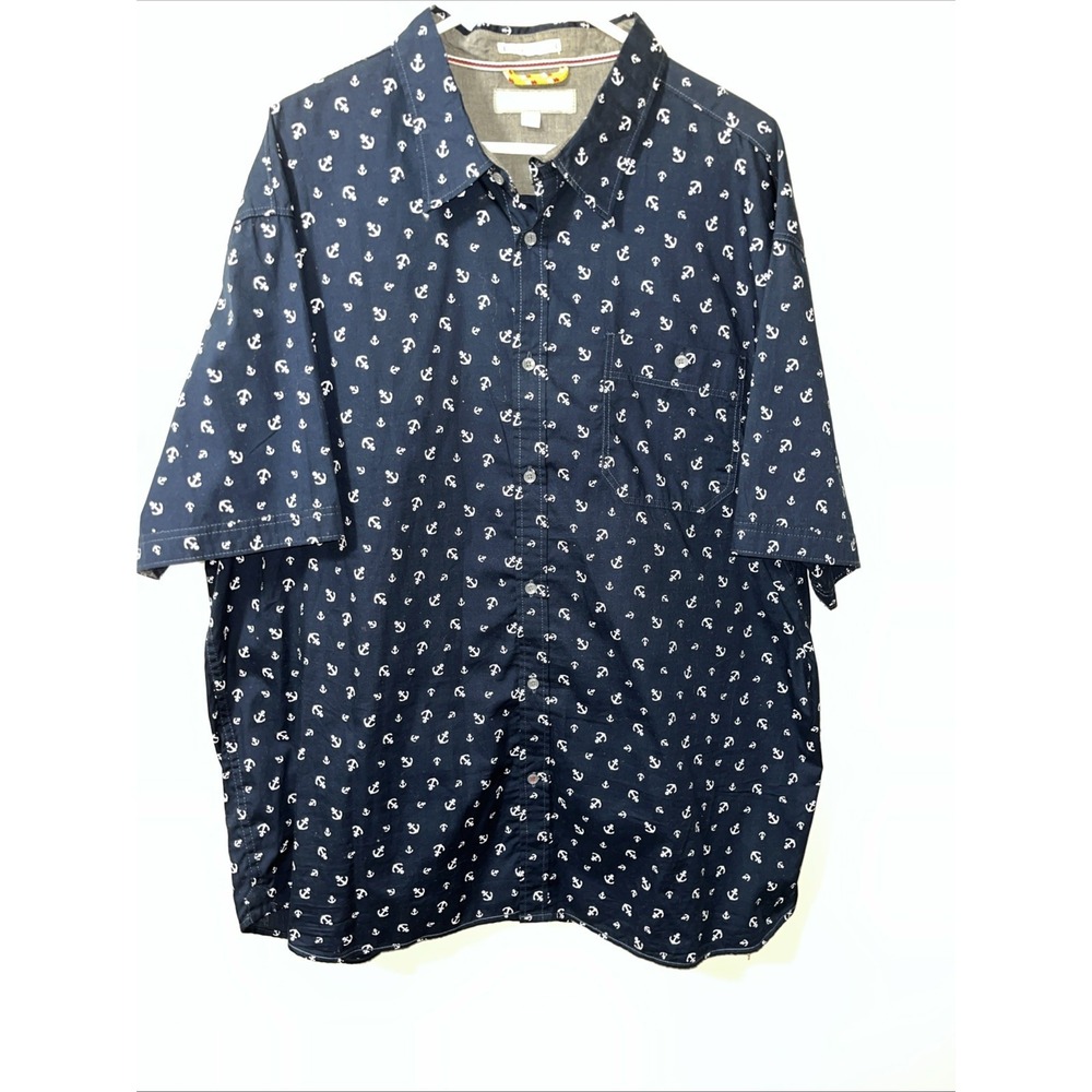 Paper Denim Cloth Men's Shirt 3X Blue White Anchors Boating Sailing Island